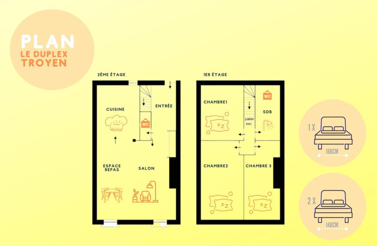 Le Duplex Pasteur - 5 Min Hypercentre - Ideal Groupe - Parking Gratuit Troyes Luaran gambar